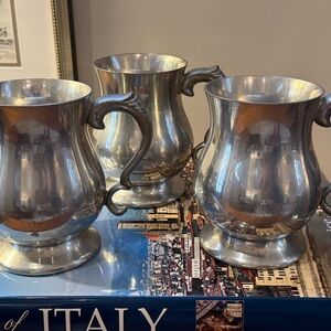 Set of Three Pewter Goblets